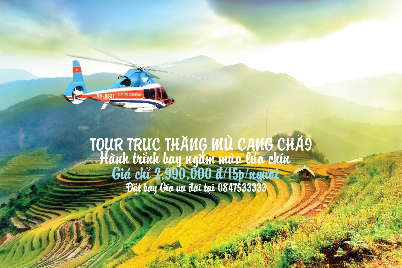 Tour bay trực thăng Mù Cang Chải tháng 9 - 2022